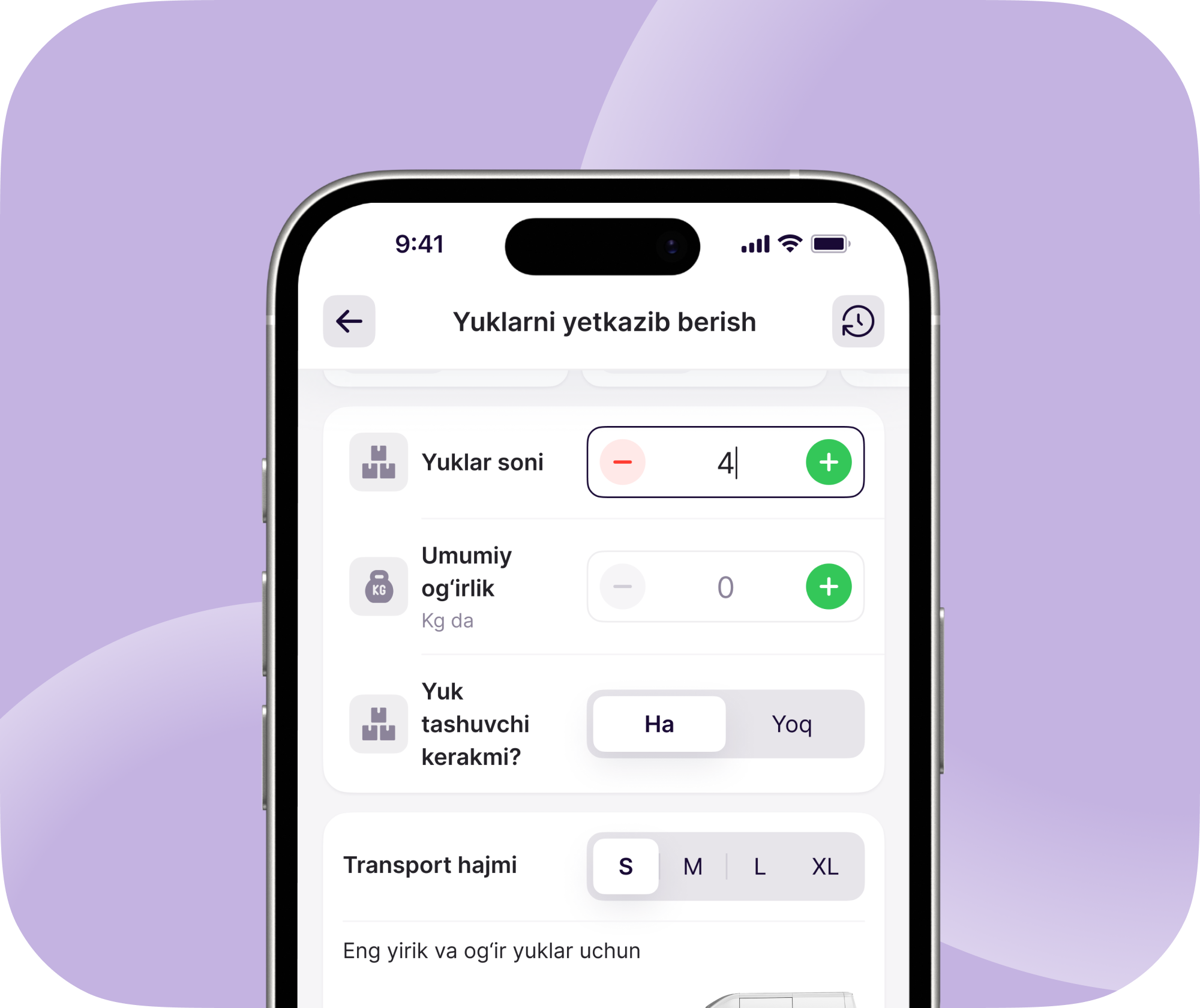 Yo‘nalish va transportni tanlaysiz